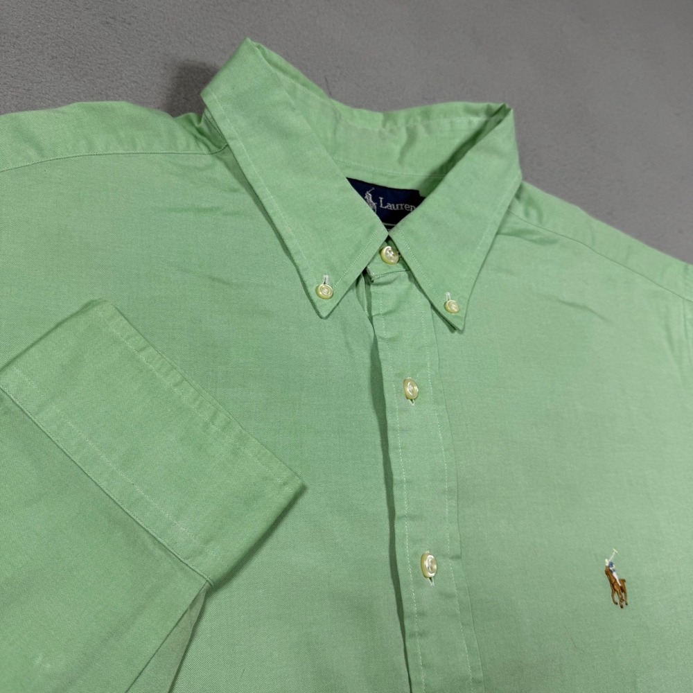 Polo Ralph Lauren Mens Classic Fit Oxford Shirt Mint Green Long Sleeve 17.5 34